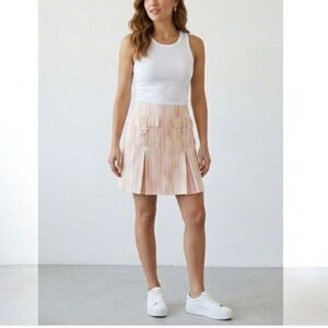 Vibrant Barcode Stripe Utility Mini Skirt Cargo Pockets Magaschoni Sz 8